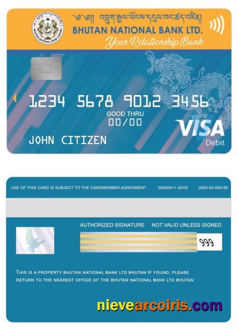 Bhutan national bank LTD visa debit card